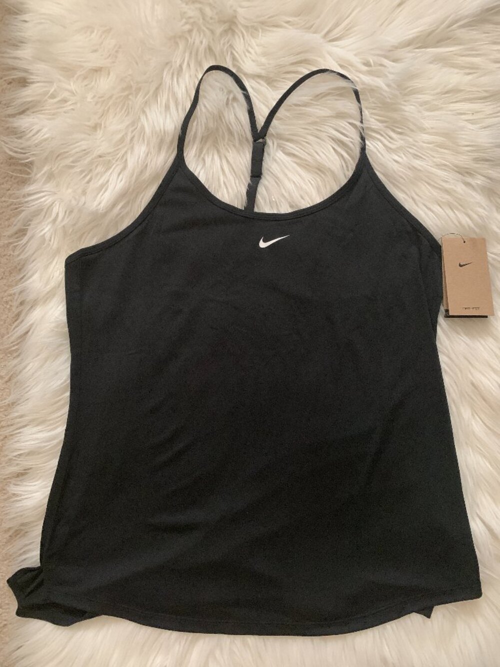 NIKE ONE Dri-Fit Training Elastika Tank Top in Black Sz LARGE